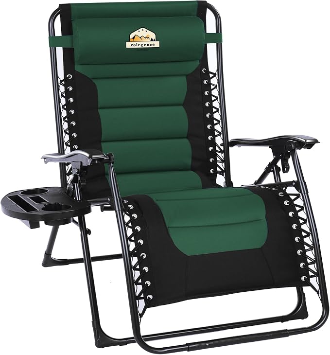 Colegence Oversized Padded Zero Gravity Chair, 400 lb, 0-170° locking recline by ColegenceOutdoor