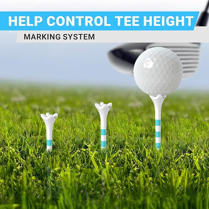 Professional Plastic Golf Tees 100 Pack (3-1/4" or 2-3/4"), Enhanced Durability & Stability, Engineered to Minimize Friction and Side Spin