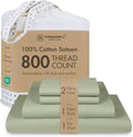 Threadmill Luxury 800 Thread Count Queen 100% Cotton Sheets - Sage Green Sateen Weave Bed-Sheets, Better Than Egyptian Cotton,4 Pc Solid Soft Bed Set, Fits 16" Deep Pocket