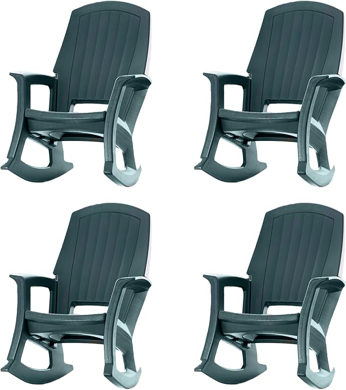 Rockaway Heavy Duty All Weather Rocking Chair, 4 Pack | Polyethylene Outdoor by Semco