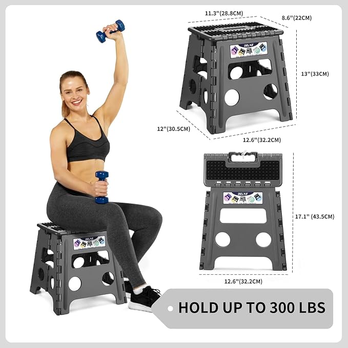 Delxo Folding Step Stool 13 Inch, 300 Lbs Step Stool - Image 2