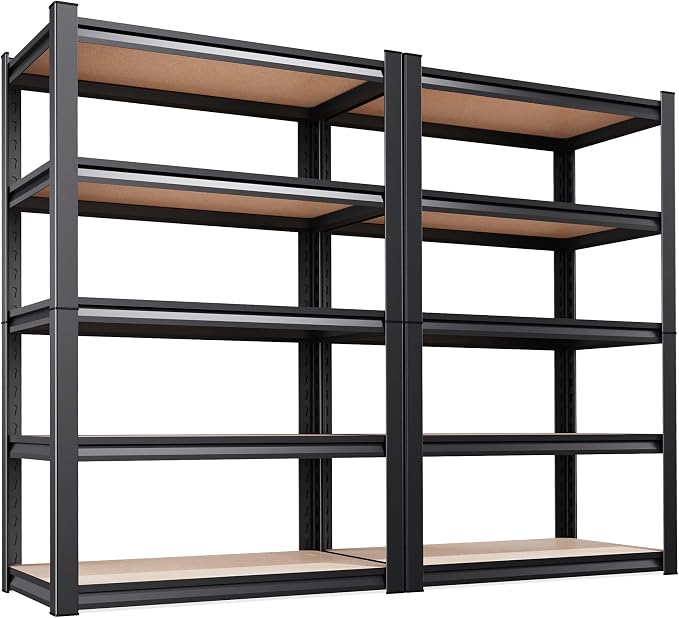2-Pack 71.2''H Storage Shelves, Wood Garage Shelving, Adjustable Heavy Duty by KORVENA