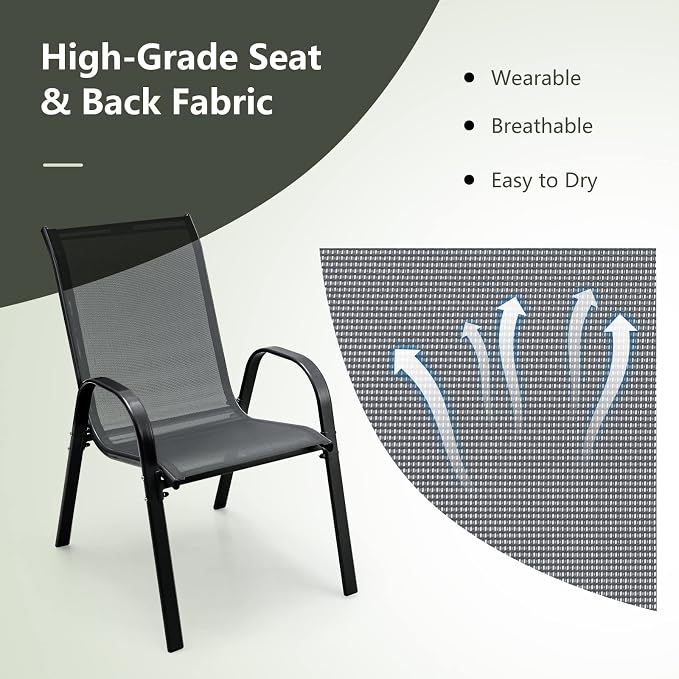 GIANTEX Patio Chairs Set of 2, Stackable Outdoor Dining Chairs - Image 5
