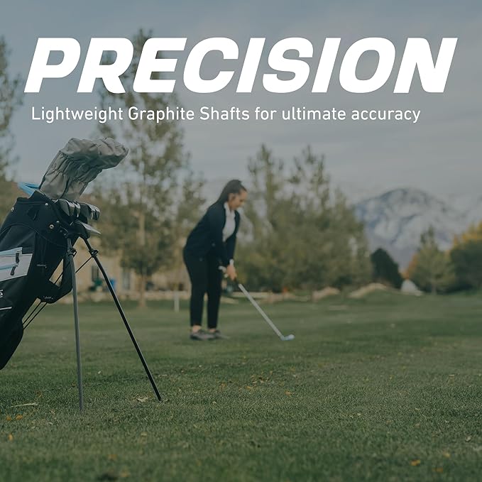 Precise AMG Complete Womens Golf Clubs Set, Includes Driver, Fairway, Hybrid, 6-PW Irons, Putter, Stand Bag, 3 H/C's, Golf Clubs Women Right Handed, Regular & Petite Sizes