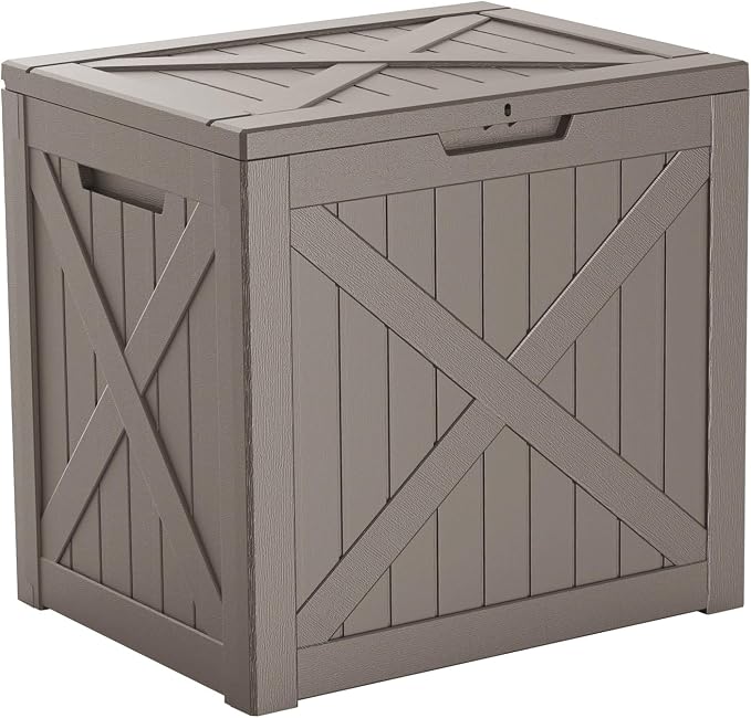 32 Gallon Waterproof Resin Deck Box, UV Resistant Outdoor Storage by KFY