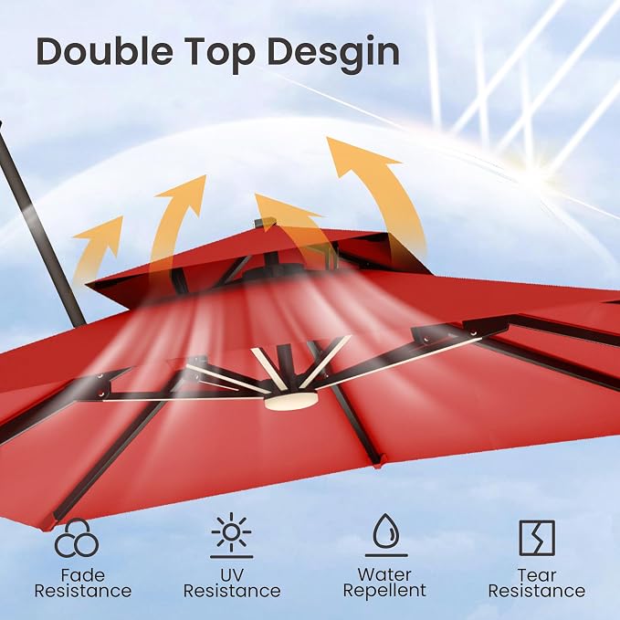 9x12 FT Outdoor Cantilever Patio Umbrella - Image 4