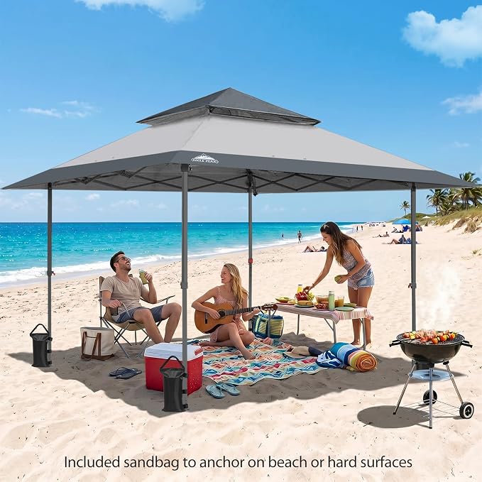 EAGLE PEAK 13x13 Pop Up Canopy Tent, Auto Extended Eaves, Light Gray | Easy - Image 8