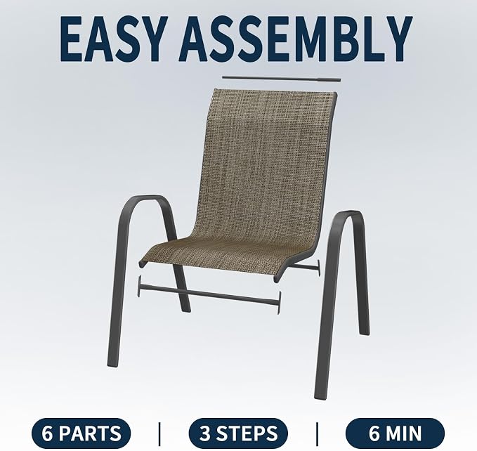 Amopatio Patio Chairs Set of 4, Outdoor Stackable Dining Chairs - Image 6
