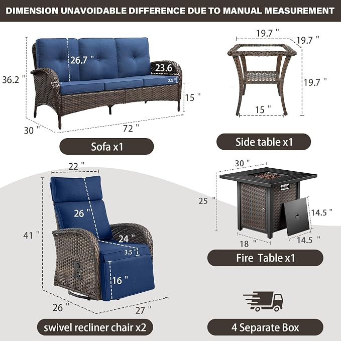 5 Piece Wicker Patio Furniture Set - Image 2