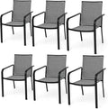 Anmutig Stackable Outdoor Dining Chairs Set of 6, Textilene Fabric, Breathable by Anmutig