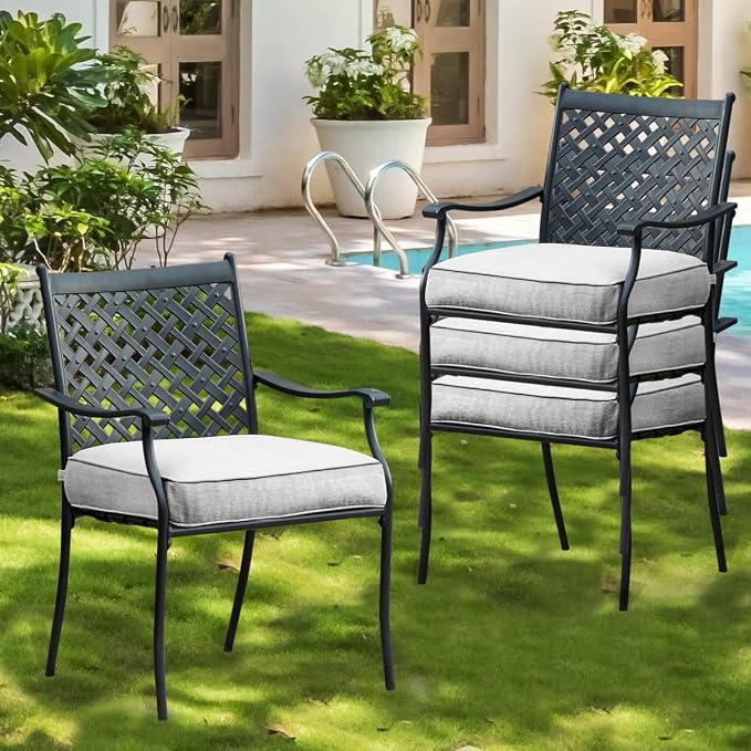Patio Dining Chairs Stackable Outdoor Chairs Dining Furniture Set of 4 by PatioFestival