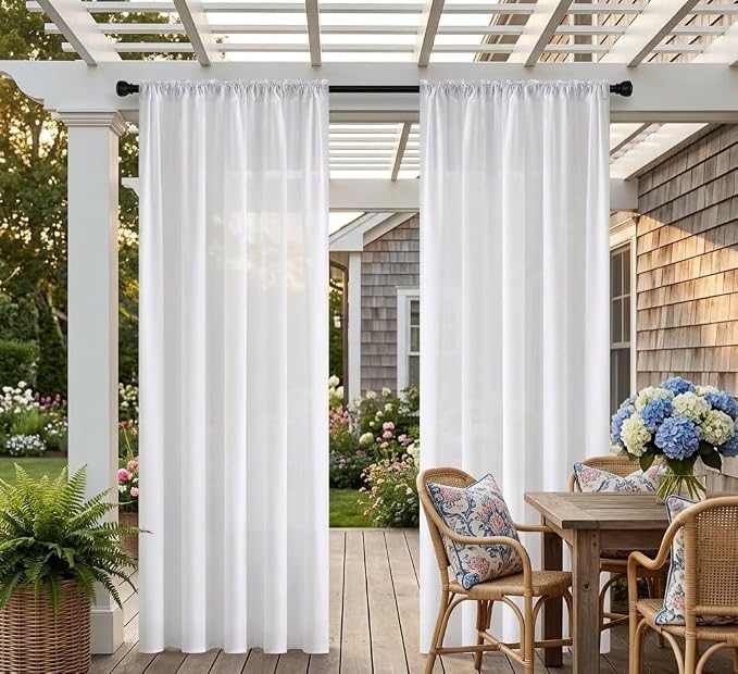 Patio Screen Non-See-Through Outdoor Curtains Waterproof Sheer Lightweight by Unknown