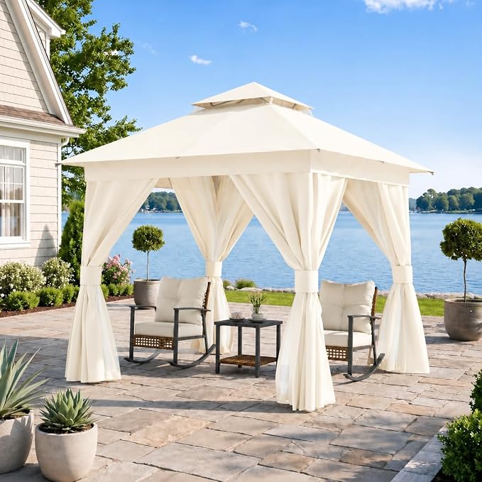 8'x8' Outdoor Gazebo, Heavy Duty Metal Frame Patio Canopy by LAUSAINTHOME
