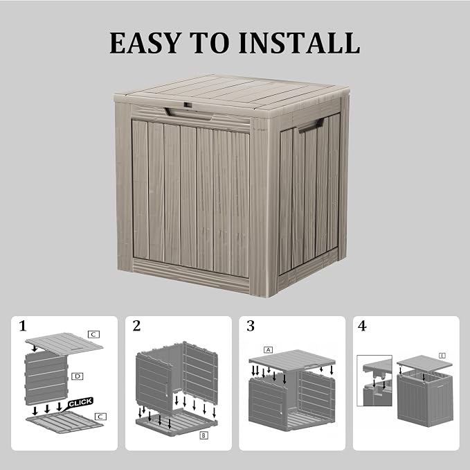 Outdoor Storage Box, 35 Gallon Waterproof Deck Box, Quick Snap-Lock Resin - Image 6