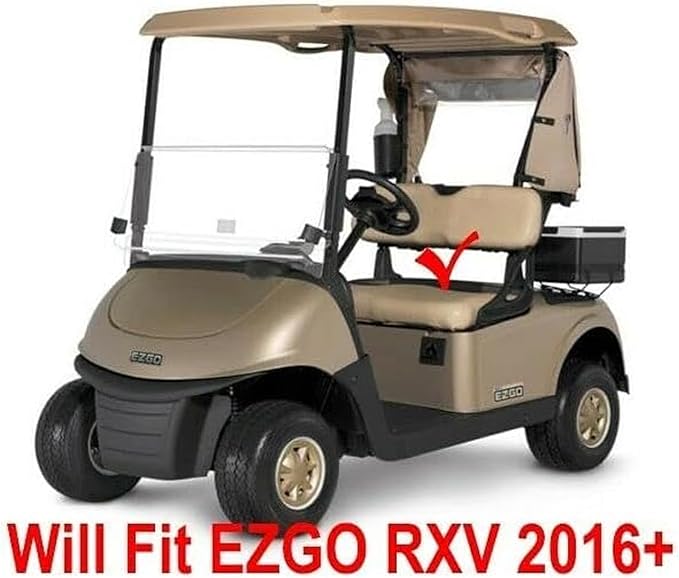 Huskey 4PCS Golf Cart Front/Rear Seat Covers for EZGO RXV 2008-UP G&E Models Custom Two-Tone Black/Blue Diamond Stitching with Blue Piping, Marine Grade Vinyl Material, Staple on Design