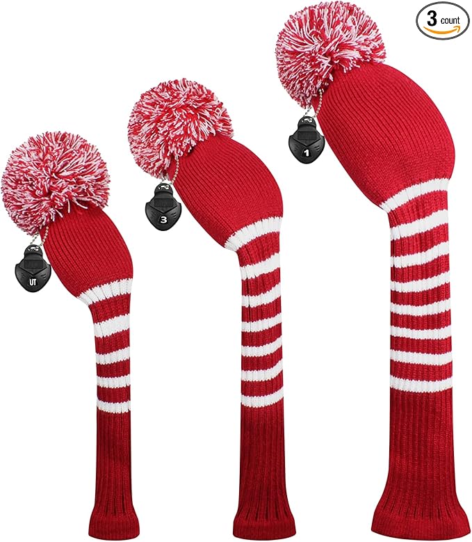 Scott Edward Golf Headcovers for Woods Set of 3 Fits Well Driver(460cc) Fairway Wood and Hybrid(UT) The Perfect Change for Golf Bag Classic Striped Style