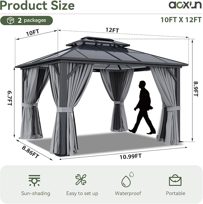 Aoxun 12'x10' Hardtop Gazebo - Image 4