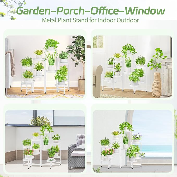 iDavosic.ly Plant Stand Indoor Outdoor, 10 Tier Metal Corner Shelf, Folding - Image 3