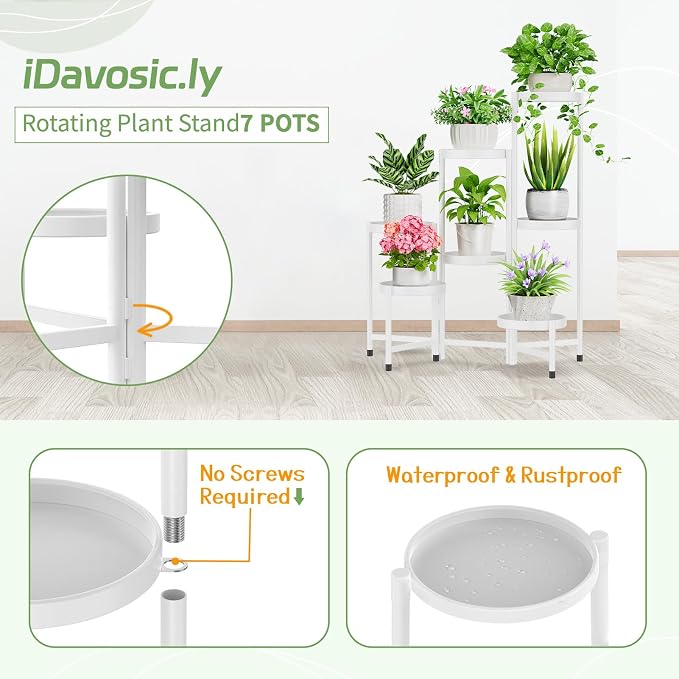 iDavosic.ly Plant Stand Indoor Outdoor, 7 Tier Metal Corner Shelf, Folding - Image 4