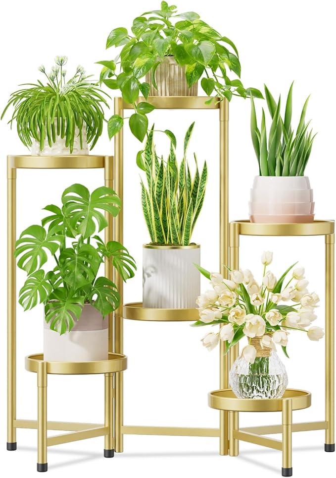 iDavosic.ly Plant Stand Indoor Outdoor, 6 Tier Metal Corner Shelf, Folding by iDavosicly