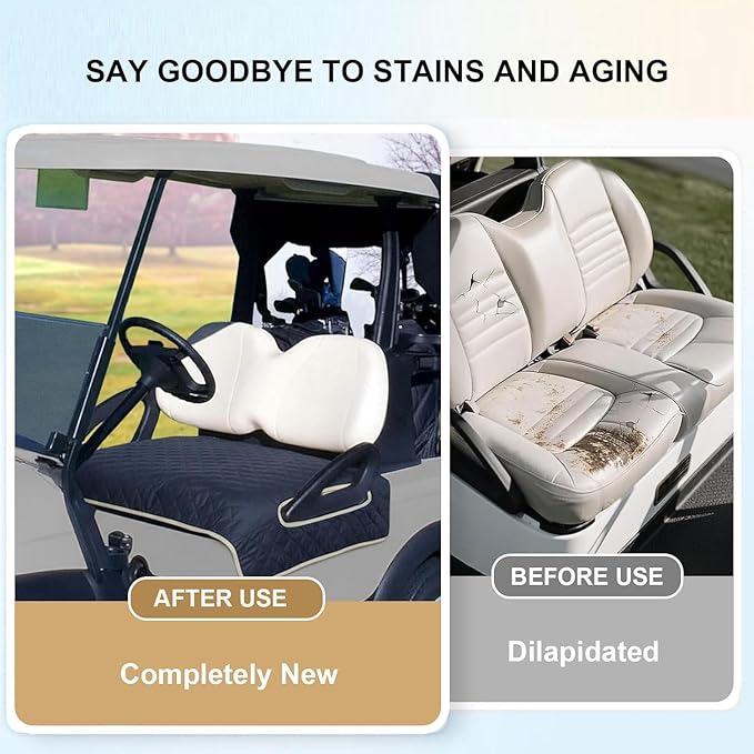 Universal Heated Golf Cart Seat Cover - Waterproof Golf Cart Heater Accessory w/ 4-Zone Warmth, 3 Heat Levels, USB/Type-C & 12V Plug for EZGO/Yamaha/Club Car (Brown)