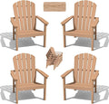 Compact Stackable Adirondack Chairs Set of 4, Teak | 26.3" Wide HDPE, by nevilywood