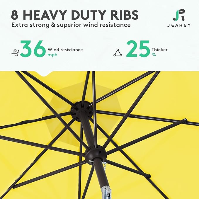 JEAREY 9FT Outdoor Patio Umbrella, Market Umbrella, Tilt & Crank UV Protection - Image 5