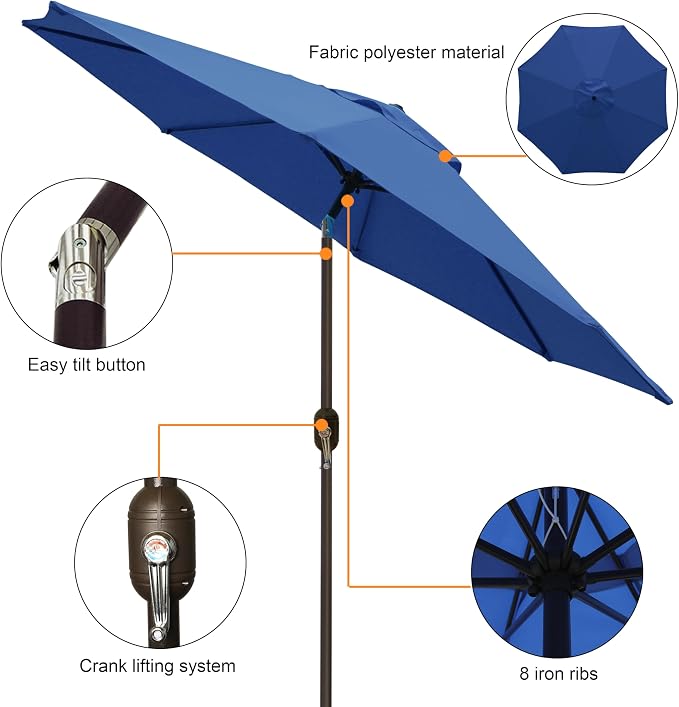 9' Outdoor Patio Umbrella, Outdoor Table Umbrella, Yard Umbrella, Market - Image 2