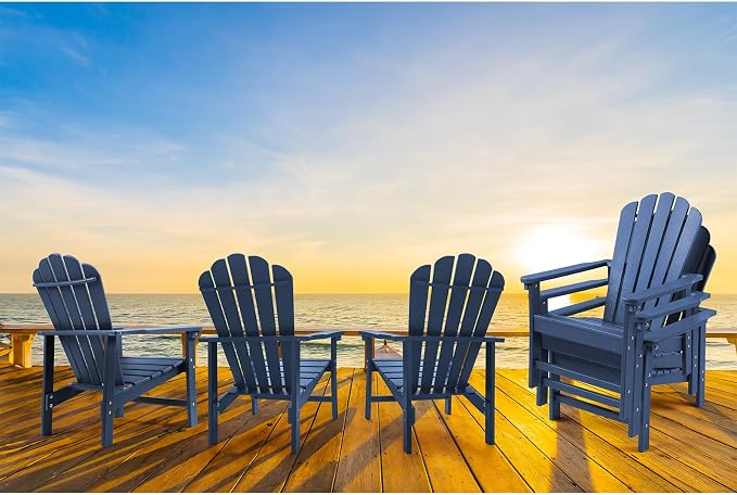 Oversized Stackable Adirondack Chair Set of 6, HDPE Fire Pit Chair | All-Weather - Image 8