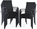 Patio Chairs Set of 8, Stackable Outdoor Dining Chairs, All Weather Breathable by WENTUM