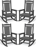 Oversized Outdoor Rocking Chairs Set of 4, HDPE Porch Rockers by KINGYES