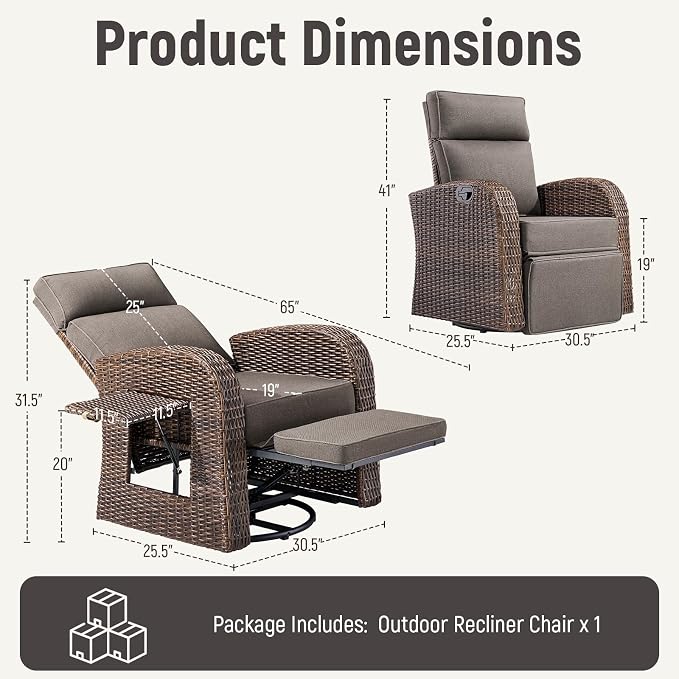 Luxury Patio Swivel Recliner Chair - Image 2