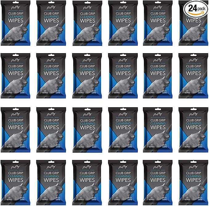 ProPlay Club Grip Cleaning Wipes | Powerful Cleaner Removes Grime, Dirt, and Sweat | Restore Tackiness of Golf Club Grips | Convenient, Resealable Pack - Unscented 24 Pack