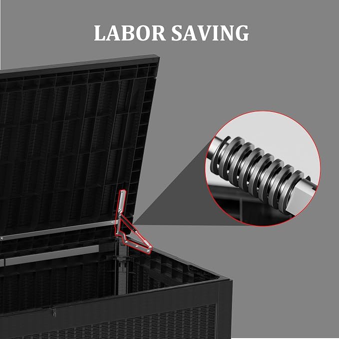 Outdoor Storage Box, 150 Gallon Waterproof Deck Box, Piston-Assisted Resin Trunk - Image 7