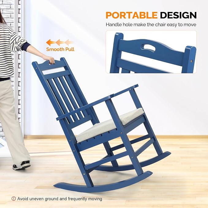 VINGLI Outdoor Rocking Chair Set of 2 Wood Rocking Chair - Image 6