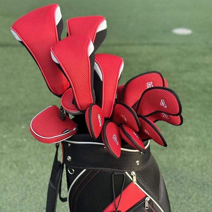 Andux 5pcs/Set Mesh Golf 460cc Driver Fairway Wood Club Head Covers Long Neck with No. Tags