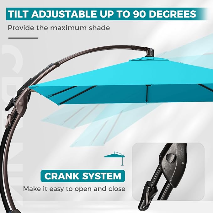 Grand patio 10x10 FT Sunbrella Square Cantilever Umbrella - Image 6