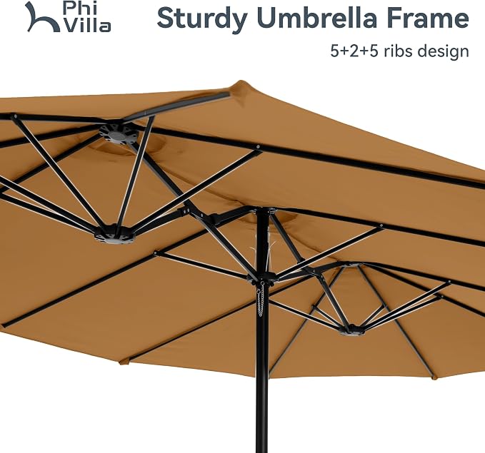 PHI VILLA 15ft Large Outdoor Patio Umbrella - Image 8