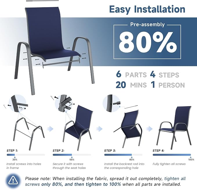 Amopatio Patio Chairs Set of 4, Outdoor Stackable Dining Chairs - Image 4