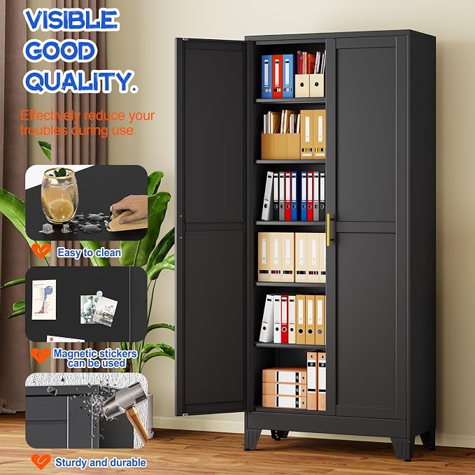 GAIOUS 75''Tall Metal Garage Storage Cabinet, File Cabinet - Image 3