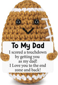 Dad Gifts from Daughter Son Wife, Positive Handmade Crochet Dad Christmas Birthday Gift, Funny Cute Small Gifts for Dads, I Love You Girl Papa Gift Idea, Unique Doll for Step-Dads Football