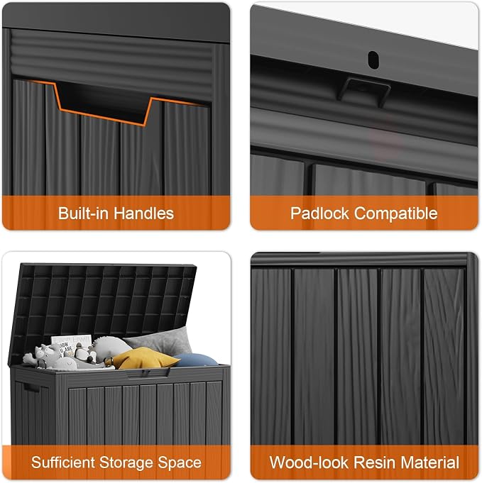 46 Gallon Waterproof Resin Outdoor Storage Box, Weatherproof Outdoor Bin - Image 4