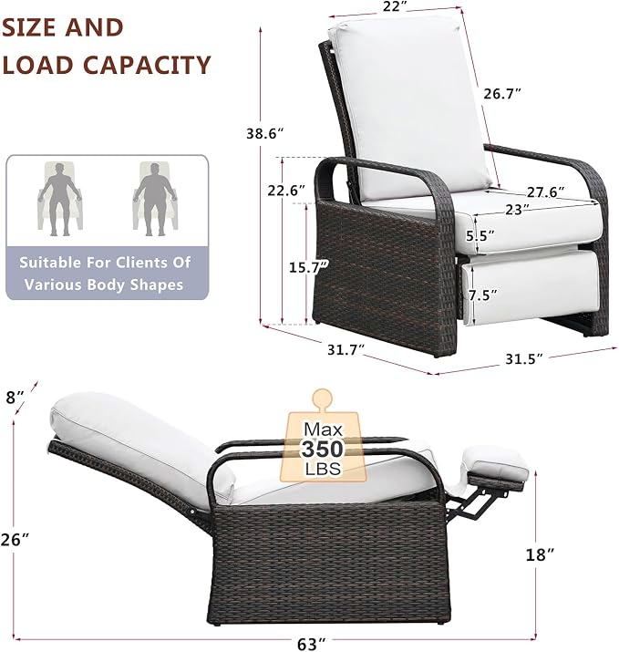 Outdoor Wicker Recliner Chair - Image 2
