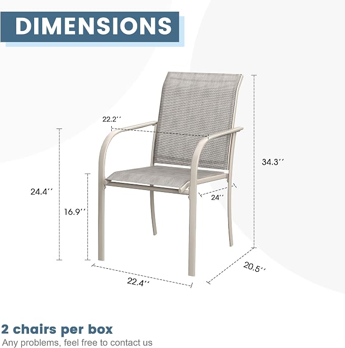 DIFY Patio Dining Chairs Set of 4, Stackable Outdoor Metal Chairs - Image 3