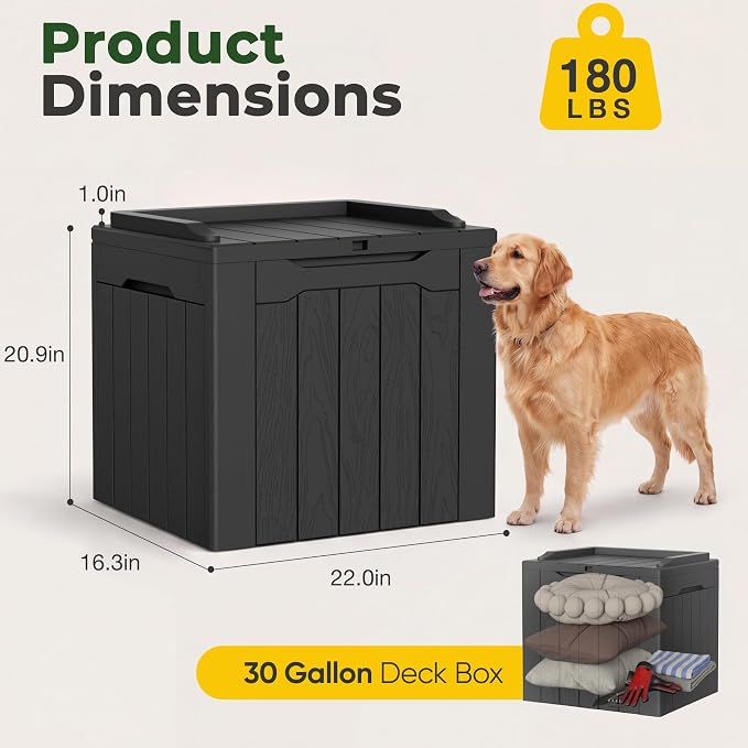 Flamaker Deck Box 31 Gallon Waterproof Resin Small Storage Box - Image 5