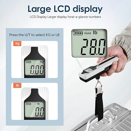 Battery-Free Luggage Scale, Travel Essentials, Portable Handheld Suitcase Weight Scale for for Travel Accessories, 110lbs/50kg