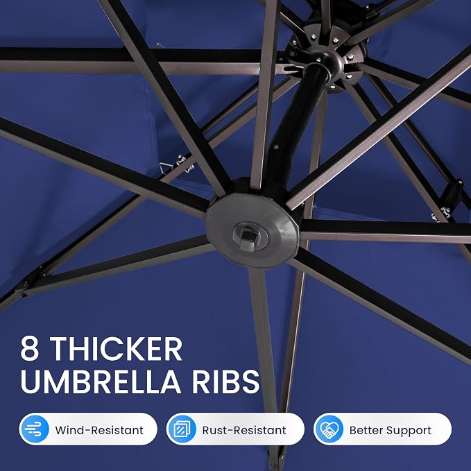 10x10 FT Outdoor Cantilever Patio Umbrella, Waterproof & UV-Protective Fabric - Image 9