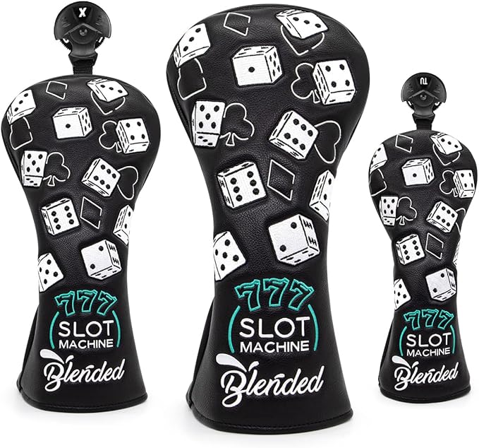 Golf Club Covers Lucky 777 Blade Putter Headcover Golf Driver Covers Fairway Wood Headcover Hybrid Head Cover Blade Putter Cover Leather 3 Wood Headcovers Golf Headcovers for All Brand