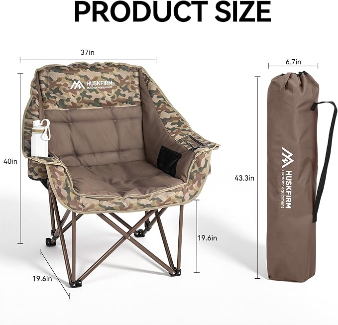 Oversized Camping Chair, Padded Camping Chairs Support 450LBS, Camouflage | - Image 3