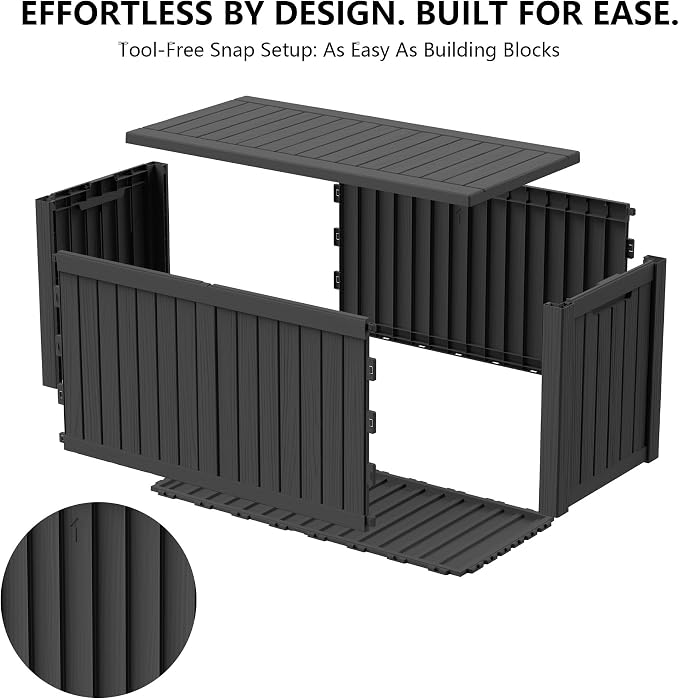 Outdoor Storage Box, 180 Gallon Waterproof Deck Box, Piston-Lift Tall Standing - Image 8